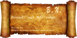 Bossányi Nándor névjegykártya